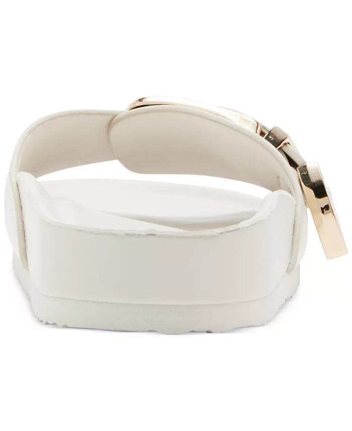 Alfani Madden Girl Brookk Buckled Footbed Slide Flat Sandals Women's Fashion Shoes & Accessories