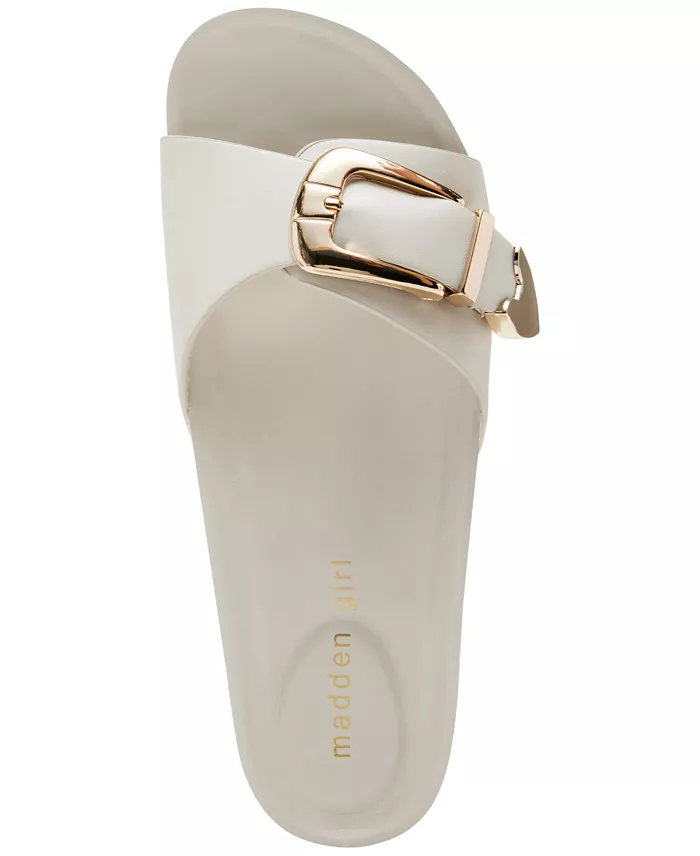 Alfani Madden Girl Brookk Buckled Footbed Slide Flat Sandals Women's Fashion Shoes & Accessories