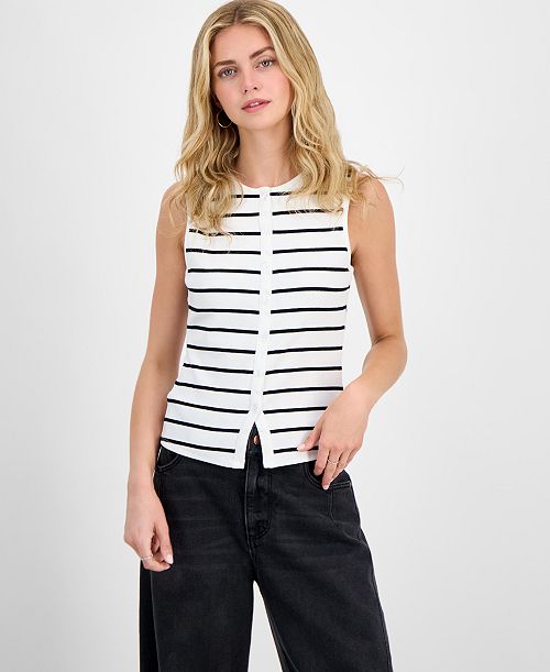 alfani Madden Girl Juniors' Faux Button-Front Tank Juniors'