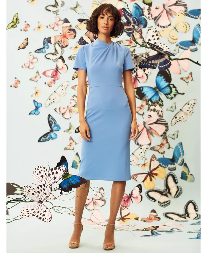 Alfani Maggy London Women's Shirred-Shoulder Sheath Dress Women's Fashion Shoes & Accessories