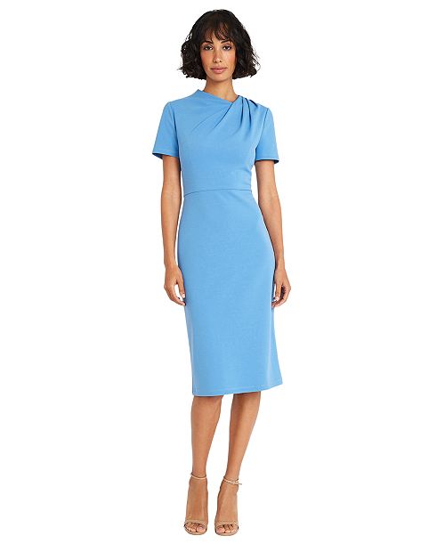 alfani Maggy London Women's Shirred-Shoulder Sheath Dress Women's Fashion Shoes & Accessories