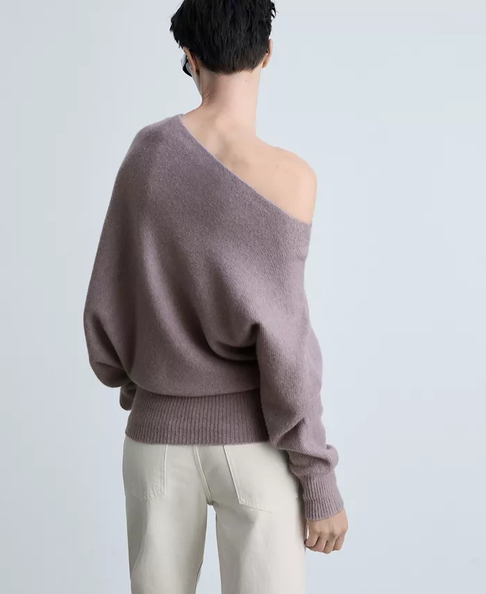 Alfani MANGO Women's Asymmetrical Wool Blend Sweater Women's Fashion Shoes & Accessories