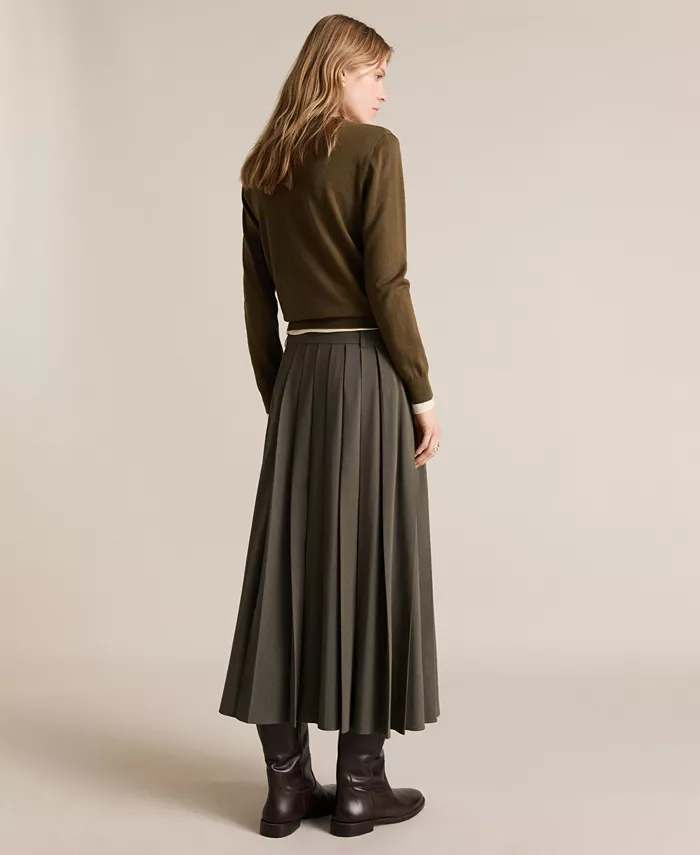 Alfani MANGO Women's Belt Buckle Pleated Skirt Women's Fashion Shoes & Accessories