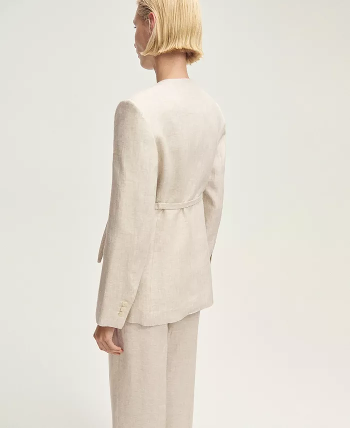 Alfani MANGO Women's Belted Linen Suit Jacket Women's Fashion Shoes & Accessories