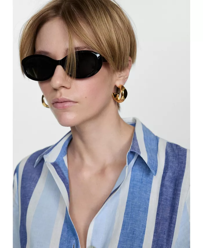 Alfani MANGO Women's Belted Striped Shirt Dress Women's Fashion Shoes & Accessories