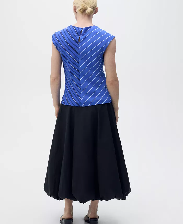 Alfani MANGO Women's Combined Striped Blouse Women's Fashion Shoes & Accessories