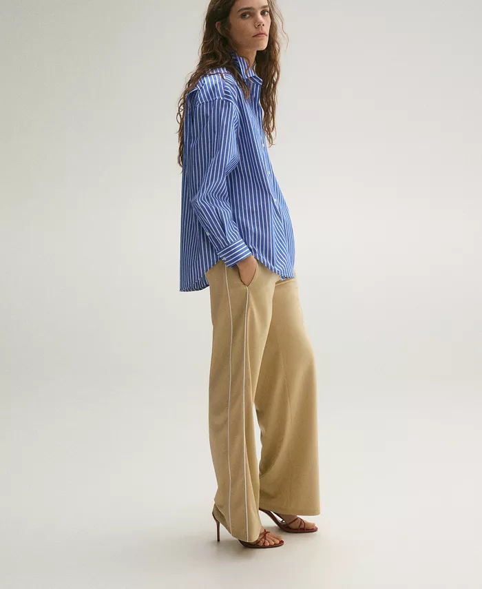Alfani MANGO Women's Combined Striped Shirt Women's Fashion Shoes & Accessories