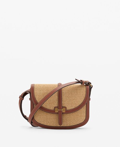 alfani MANGO Women's Contrast Canvas Crossbody Bag Women's Fashion Shoes & Accessories