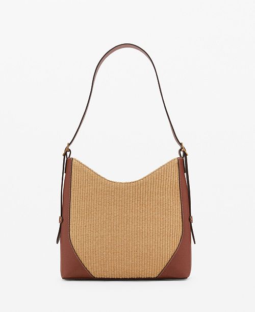 alfani MANGO Women's Contrast Canvas Shoulder Bag Women's Fashion Shoes & Accessories