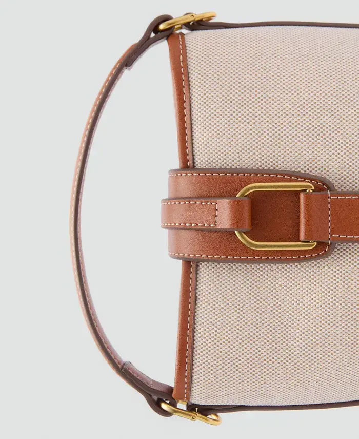 Alfani MANGO Women's Contrasting Canvas Bucket Bag Women's Fashion Shoes & Accessories