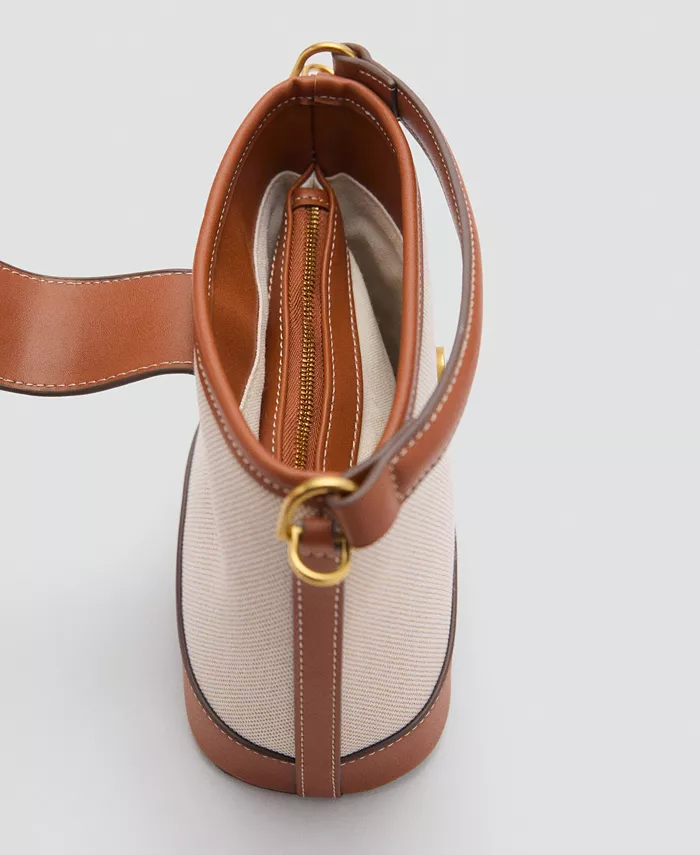 Alfani MANGO Women's Contrasting Canvas Bucket Bag Women's Fashion Shoes & Accessories