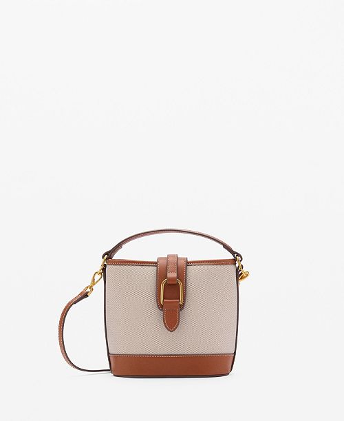 alfani MANGO Women's Contrasting Canvas Bucket Bag Women's Fashion Shoes & Accessories