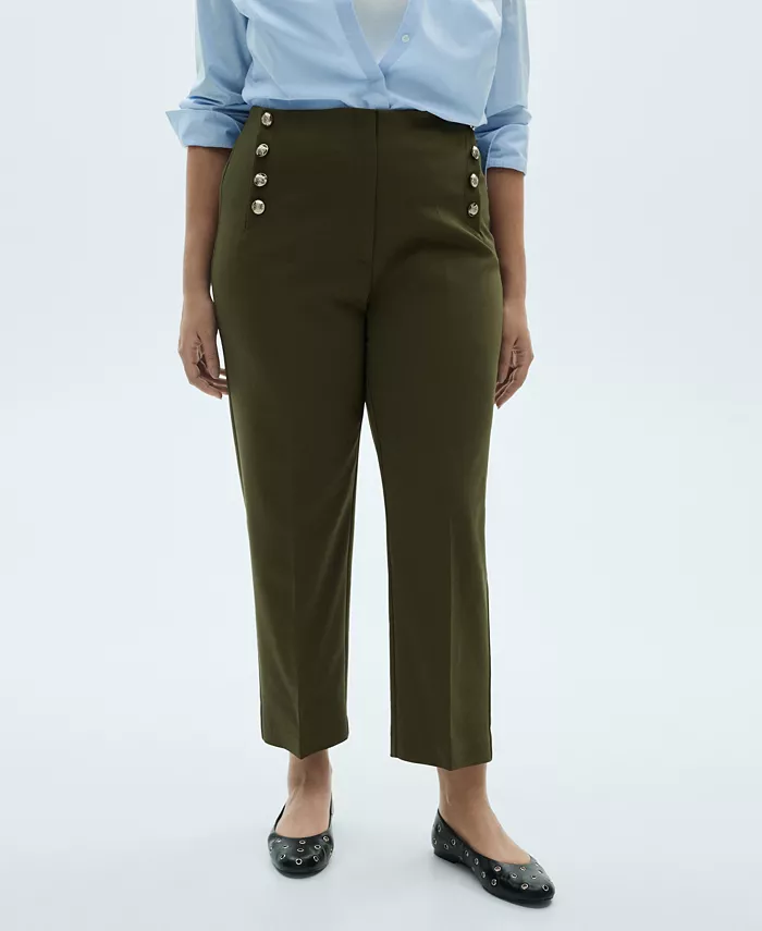 Alfani MANGO Women's Jewel Buttoned Straight Pants Women's Fashion Shoes & Accessories