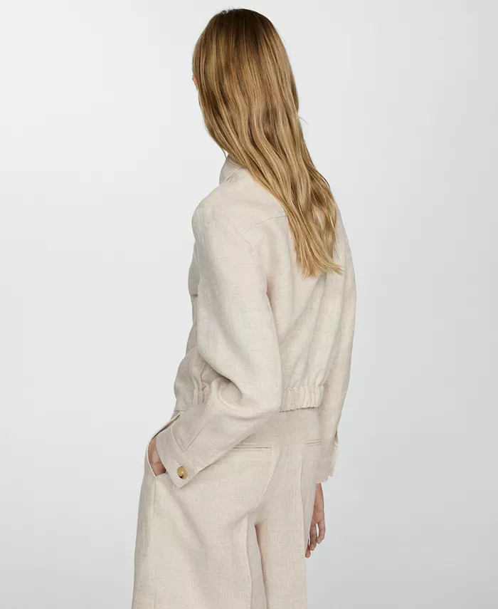 Alfani MANGO Women's Linen Zip Jacket Women's Fashion Shoes & Accessories