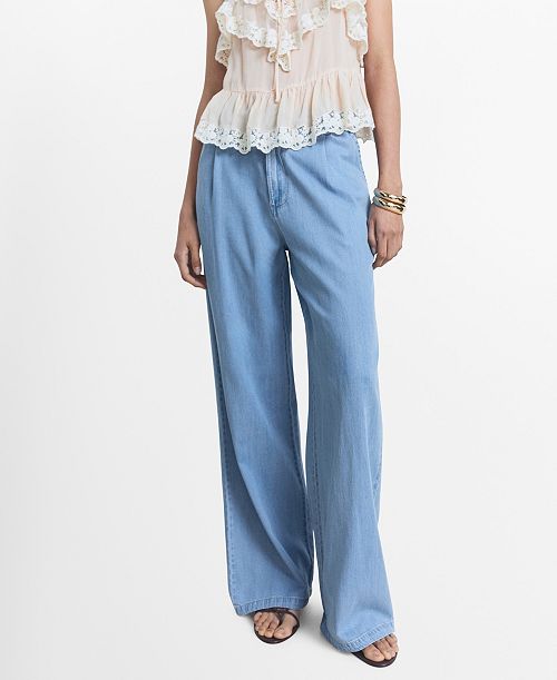 alfani MANGO Women's Lyocell Wide Leg Pants Women's Fashion Shoes & Accessories