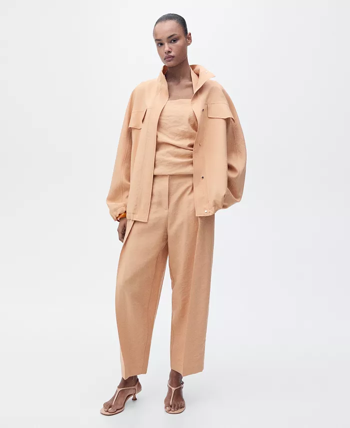 Alfani MANGO Women's Pleated Straight-Fit Lyocell Pants Women's Fashion Shoes & Accessories