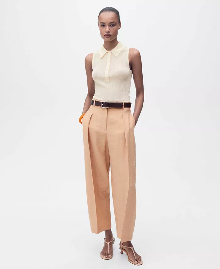 Alfani MANGO Women's Pleated Straight-Fit Lyocell Pants Women's Fashion Shoes & Accessories