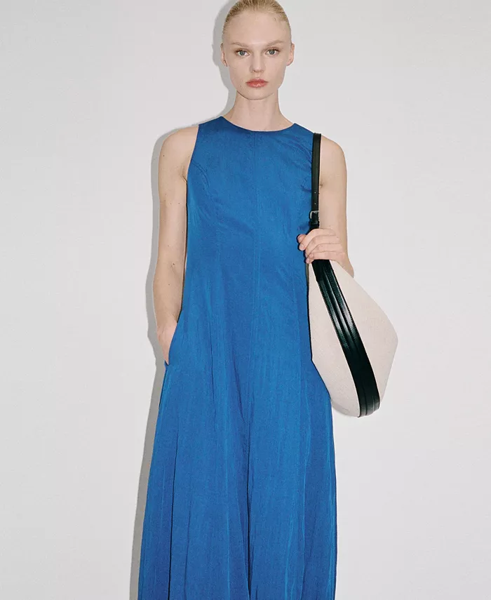 Alfani MANGO Women's Puffed Hem Midi Dress Women's Fashion Shoes & Accessories