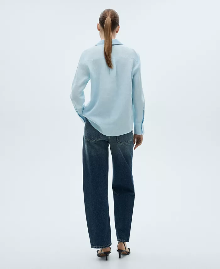Alfani MANGO Women's Regular-Fit Linen Shirt Women's Fashion Shoes & Accessories