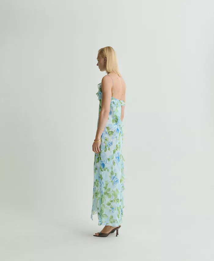 Alfani MANGO Women's Ruffled Floral Print Dress Women's Fashion Shoes & Accessories