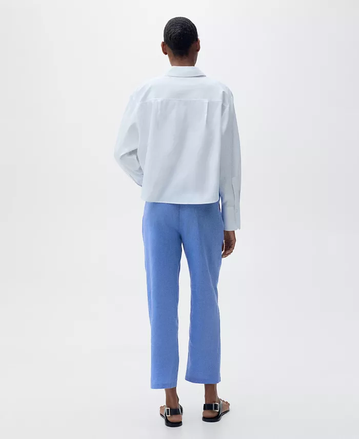 Alfani MANGO Women's Straight Linen-Blend Trousers Pants Women's Fashion Shoes & Accessories