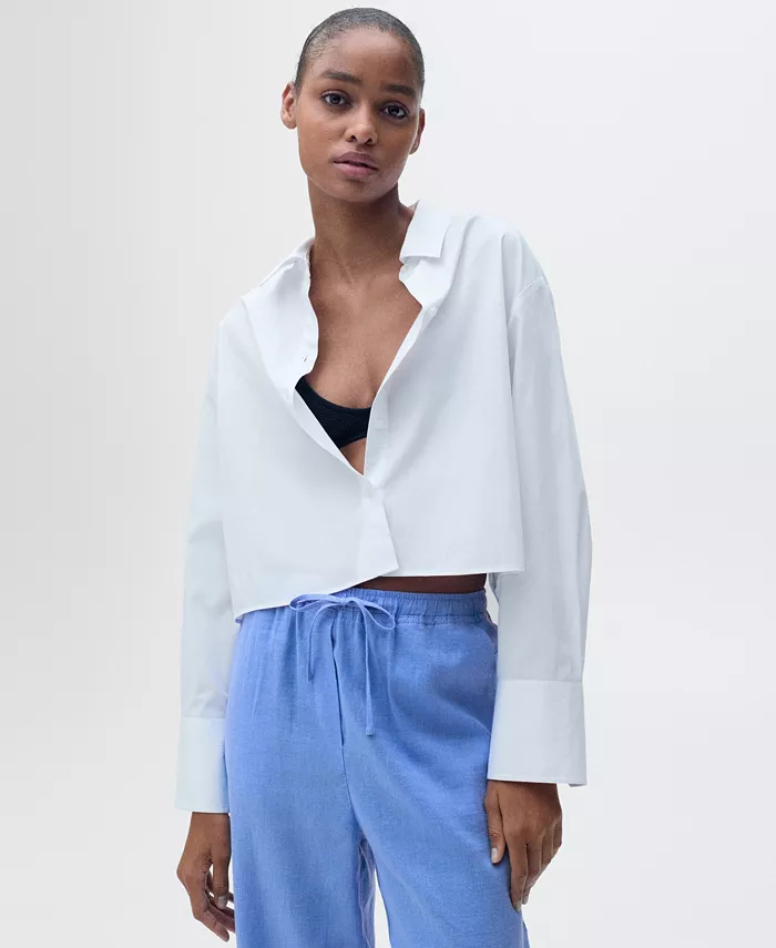 Alfani MANGO Women's Straight Linen-Blend Trousers Pants Women's Fashion Shoes & Accessories