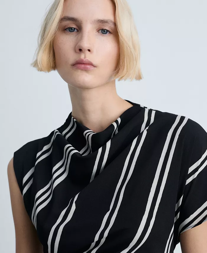 Alfani MANGO Women's Striped Print Midi Dress Women's Fashion Shoes & Accessories