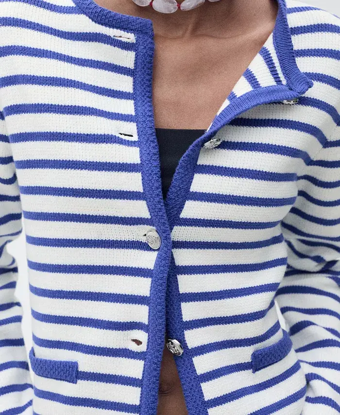 Alfani MANGO Women's Stripped Knit Cardigan Sweater Women's Fashion Shoes & Accessories