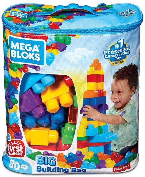 alfani Mega Bloks 80-piece Big Building Bag Blocks for Toddlers 1-3 Blue All Toys
