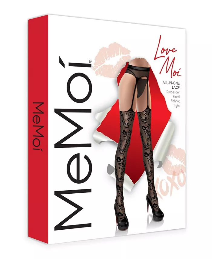 Alfani MeMoi Women's All-In-One Lace Suspender Floral Fishnet Tights Women's Fashion Shoes & Accessories