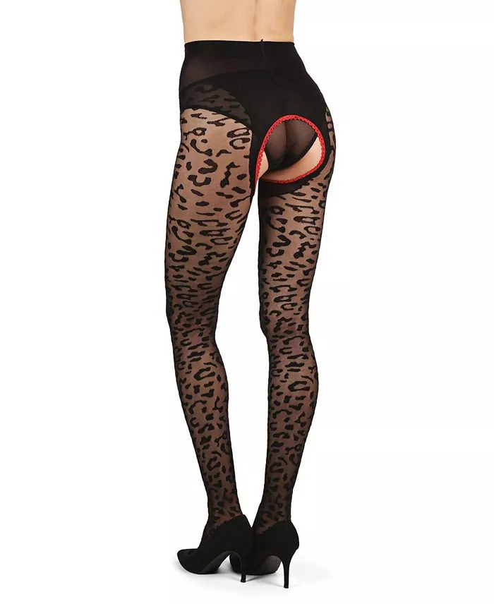Alfani MeMoi Women's Born To Be Wild Leopard Crotchless Sheer Pantyhose Women's Fashion Shoes & Accessories