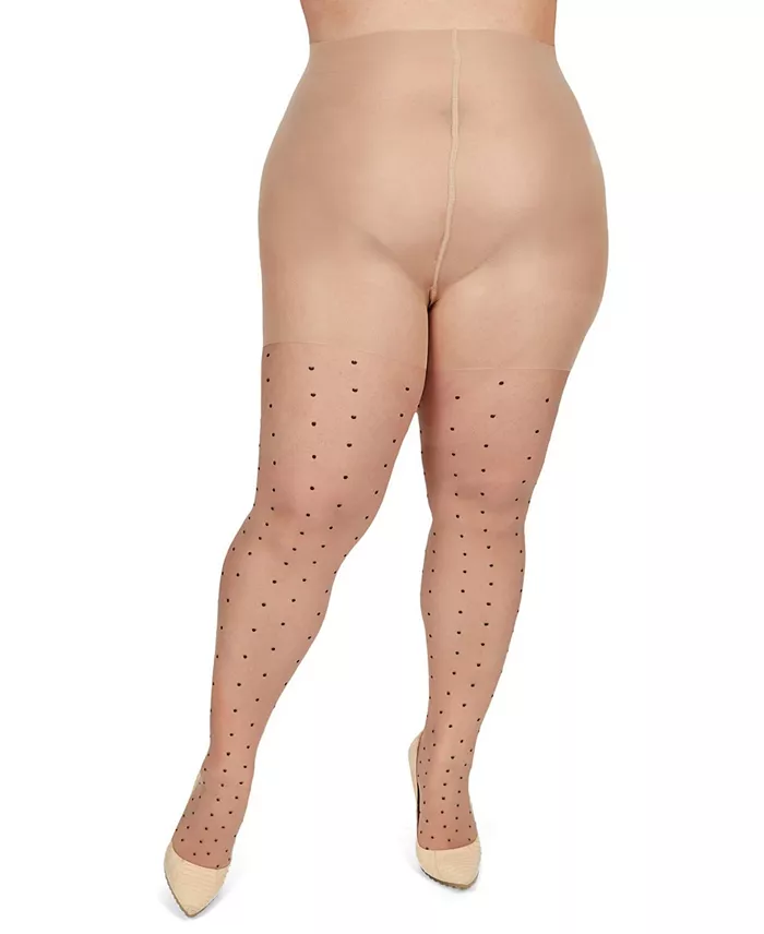 Alfani MeMoi Women's Pindot Sheer Curvy Control Top Tights MM-2301 Women's Fashion Shoes & Accessories