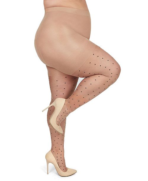alfani MeMoi Women's Pindot Sheer Curvy Control Top Tights MM-2301 Women's Fashion Shoes & Accessories