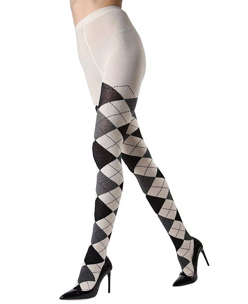 alfani MeMoi Women's Textured Argyle Patterned Sweater Tights Women's Fashion Shoes & Accessories