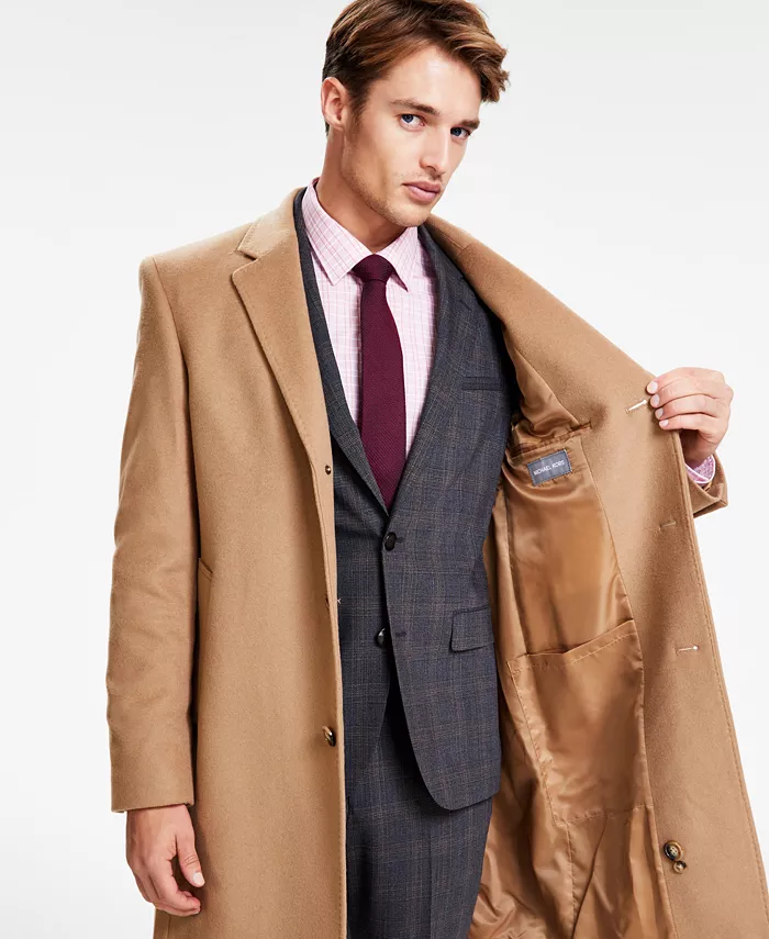 Alfani Michael Kors Men's Classic Fit Luxury Wool Cashmere Blend Overcoats Men's Fashion & Accessories