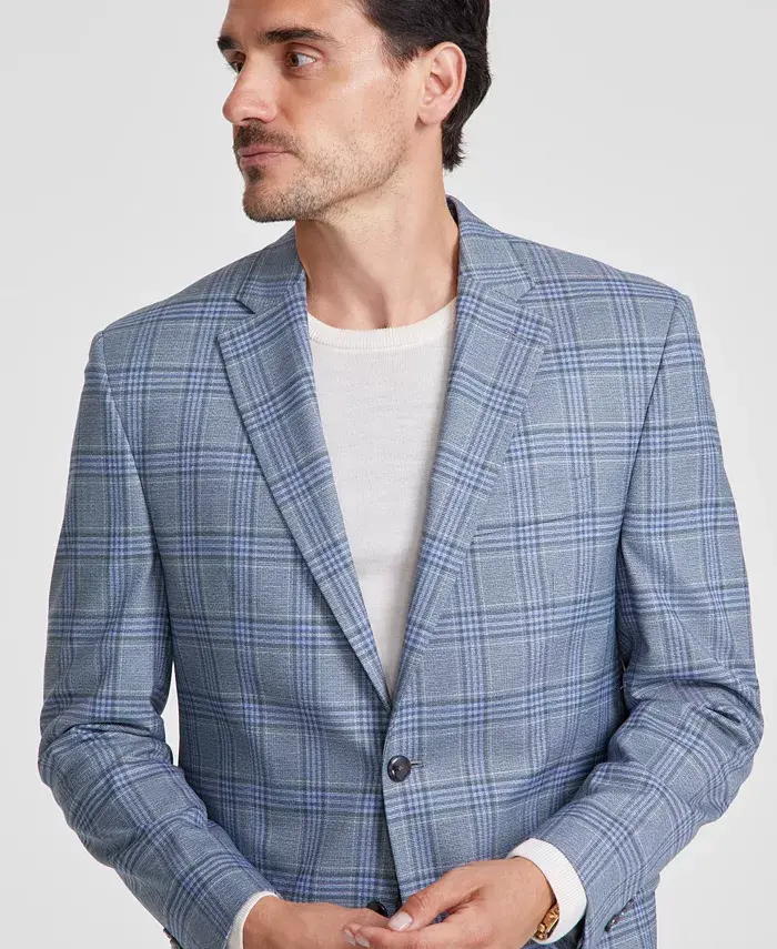 Alfani Michael Kors Men's Classic-Fit Seafoam Plaid Sport Coat Men's Fashion & Accessories