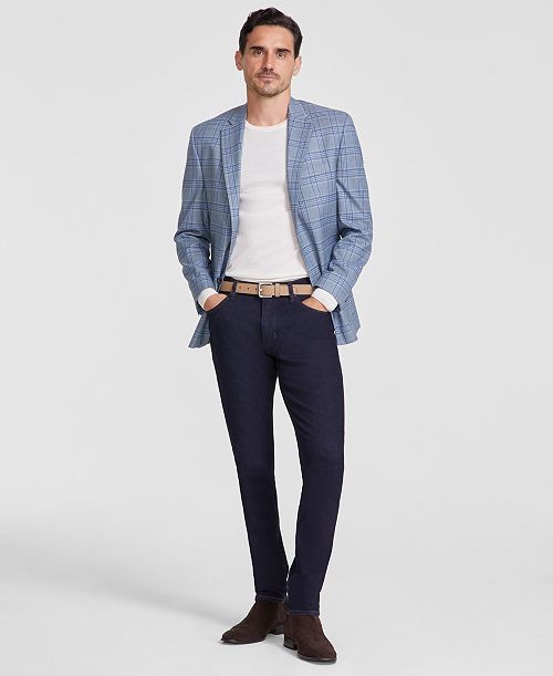 alfani Michael Kors Men's Classic-Fit Seafoam Plaid Sport Coat Men's Fashion & Accessories