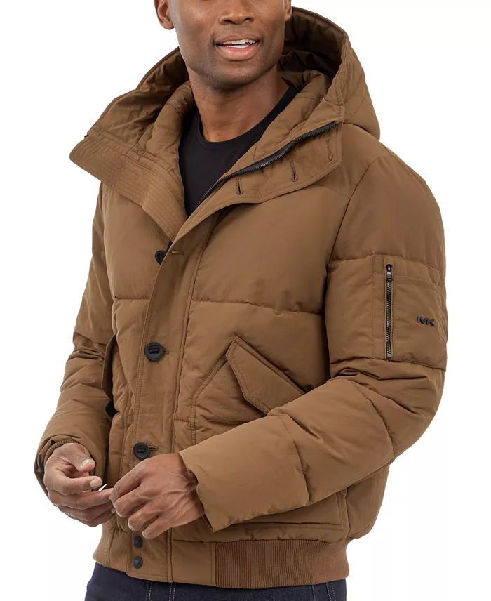 Alfani Michael Kors Men's Crinkle Nylon Heavy Short Snorkel Coat Men's Fashion & Accessories