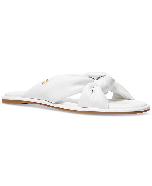 alfani MICHAEL Michael Kors Knotted Slide Casual Leather Sandals Women's Fashion Shoes & Accessories