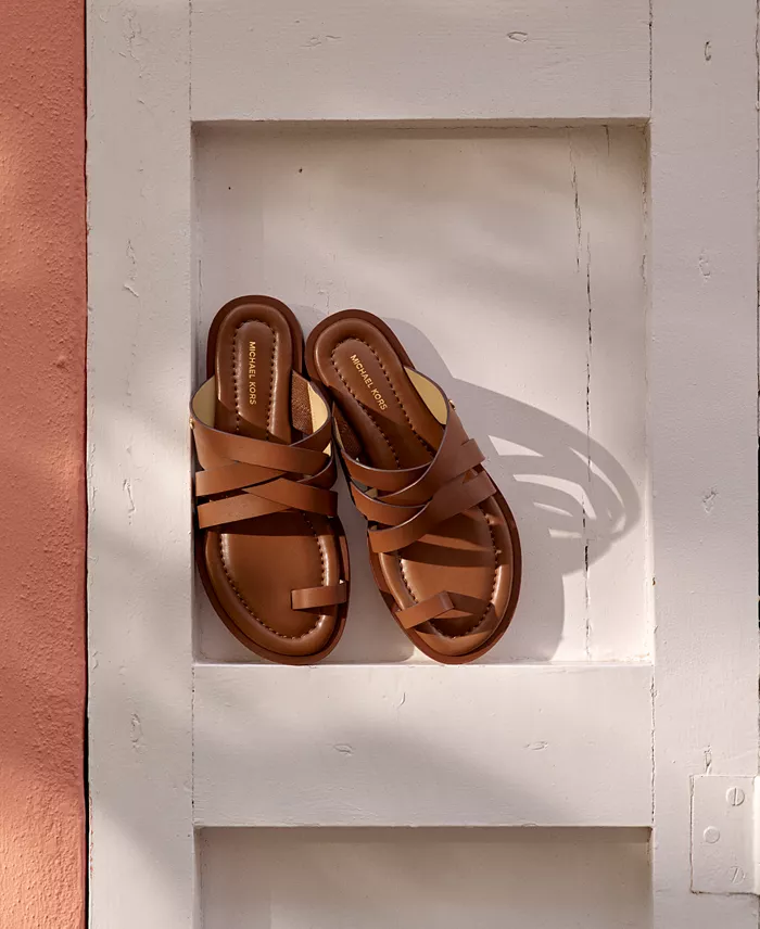 Alfani MICHAEL Michael Kors Nora Toe Ring Leather Sandals Women's Fashion Shoes & Accessories