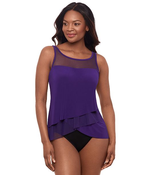 alfani Miraclesuit Draped Tankini Top & High-Waist Bottoms Women's Fashion Shoes & Accessories