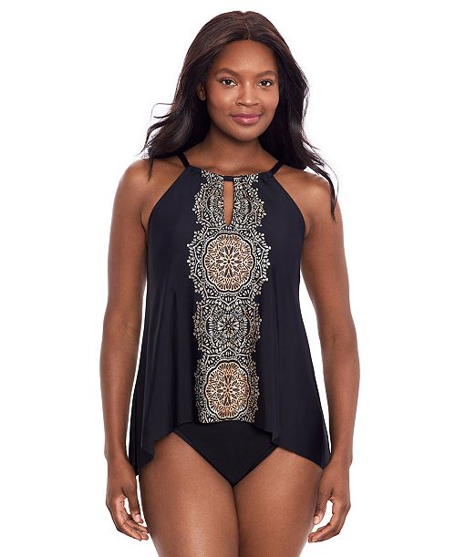 alfani Miraclesuit Women's Cappadocia Peephole Tankini & High-Waist Tummy-Control Bikini Bottoms Women's Fashion Shoes & Accessories