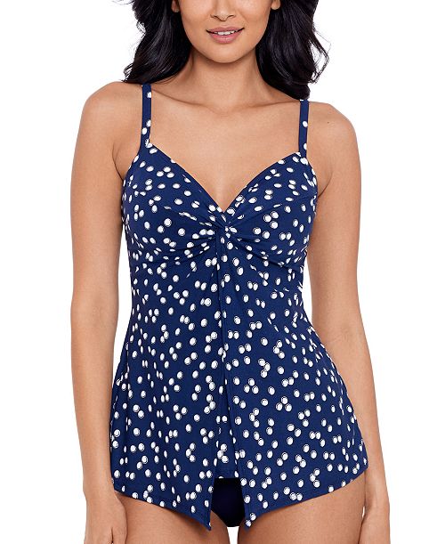 alfani Miraclesuit Women's Luminare Love Knot Underwire Tankini Top Women's Fashion Shoes & Accessories