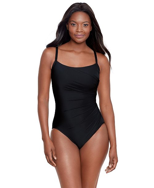 alfani Miraclesuit Women's Rock Solid Starr One Piece Swimsuit Women's Fashion Shoes & Accessories