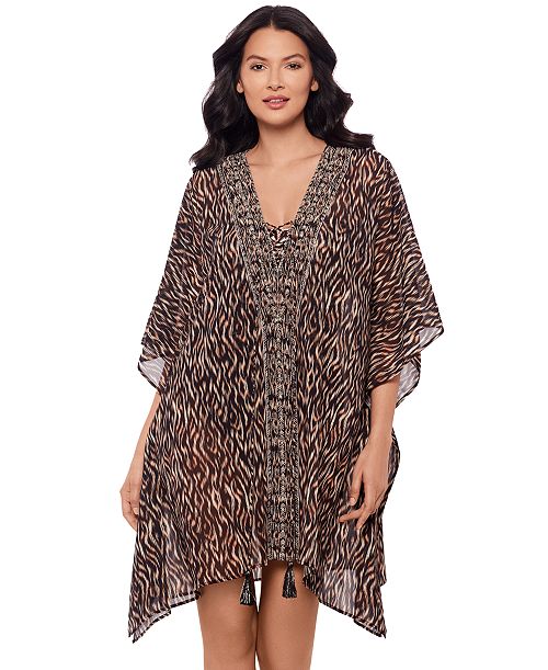 alfani Miraclesuit Women's Topkapi Printed Caftan Cover-Up Women's Fashion Shoes & Accessories