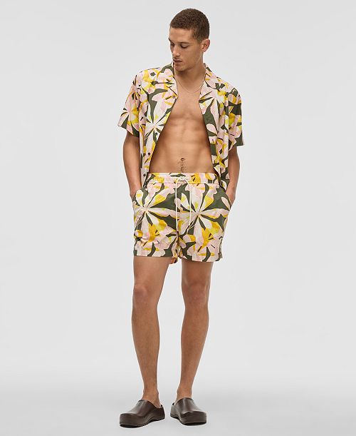 alfani Mode of One Men's Floral Tones Regular-Fit Printed Swim Trunks Exclusively at Macy's Men's Fashion & Accessories