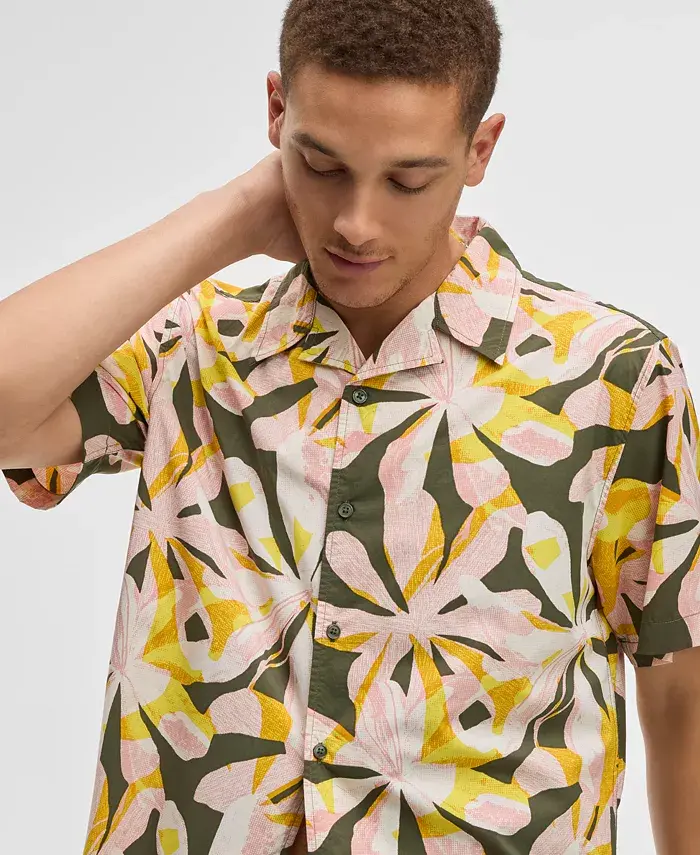Alfani Mode Of One Men's Floral Tones Relaxed-Fit Printed Button-Down Camp Shirt Exclusively At Macy's Men's Fashion & Accessories
