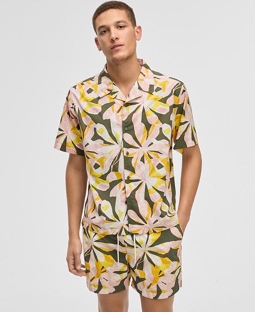 alfani Mode of One Men's Floral Tones Relaxed-Fit Printed Button-Down Camp Shirt Exclusively at Macy's Men's Fashion & Accessories