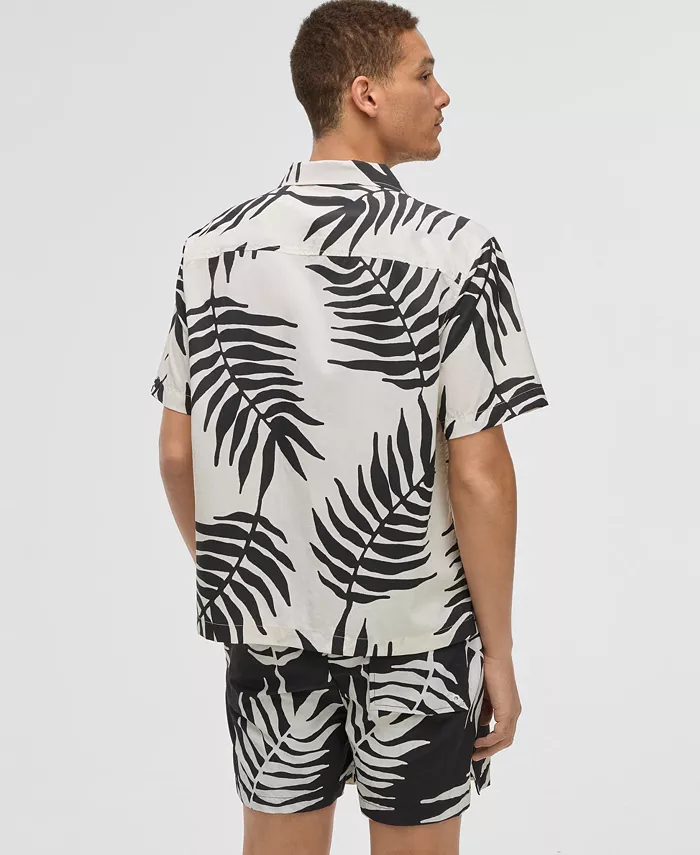 Alfani Mode Of One Men's Large Palm Relaxed-Fit Printed Button-Down Camp Shirt Exclusively At Macy's Men's Fashion & Accessories