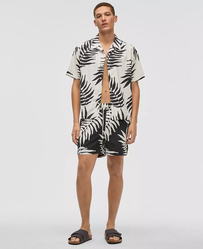 Alfani Mode Of One Men's Large Palm Relaxed-Fit Printed Button-Down Camp Shirt Exclusively At Macy's Men's Fashion & Accessories